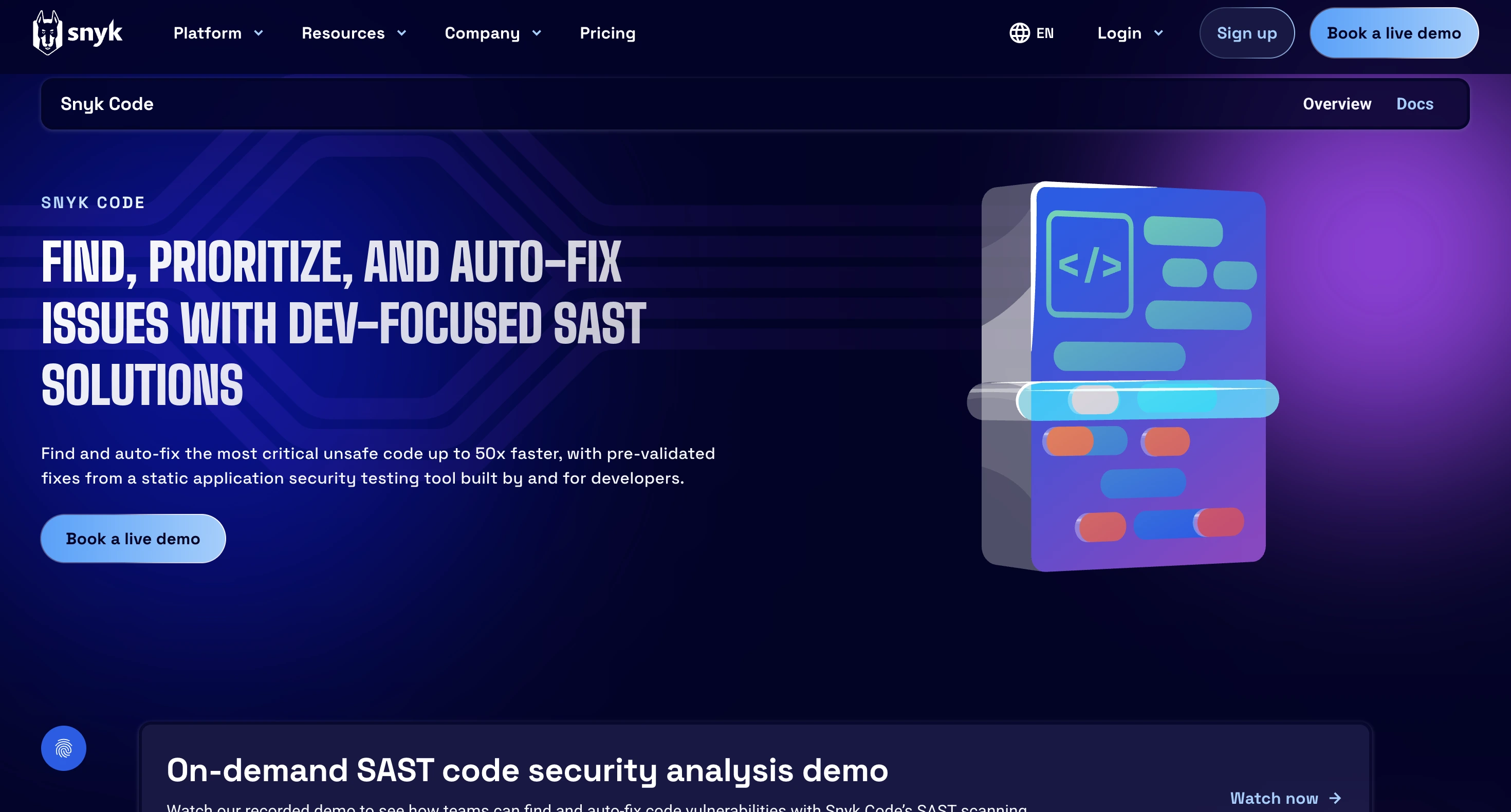 Synk Code - part of the Snyk developer-first security platform